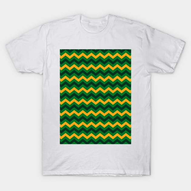 Yellow Black and Green Chevron Zigzag Pattern T-Shirt by squeakyricardo